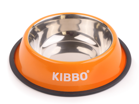 Kibbo Anti Skid Stainless Steel Bowl for Dogs and Cats (Orange) Online Hot Sale