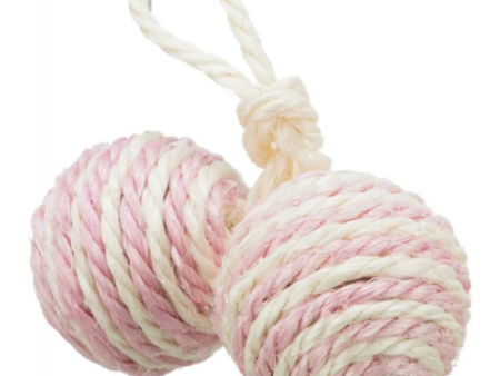 Trixie 2 Sisal Balls on a Rope with Bell Toy for Cats (Pink) Online Sale