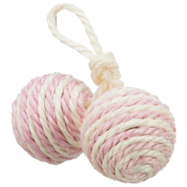 Trixie 2 Sisal Balls on a Rope with Bell Toy for Cats (Pink) Online Sale