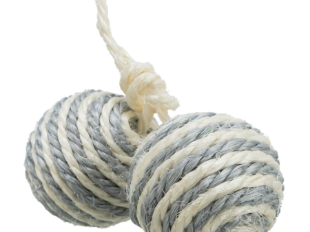 Trixie 2 Sisal Balls on a Rope with Bell Toy for Cats (Grey) Sale