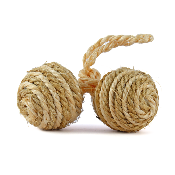 Trixie 2 Sisal Balls on a Rope with Bell Toy for Cats (Brown) Supply