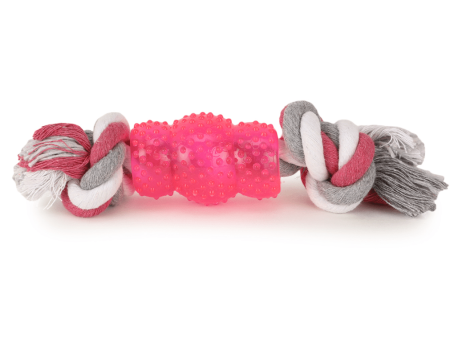 Basil Cotton Rope Rubber Chew Toy with Hard TPR Centre for Dogs (Pink) Fashion