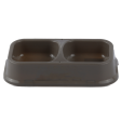 M Pets Plastic Double Bowl for Cats (Brown) Hot on Sale