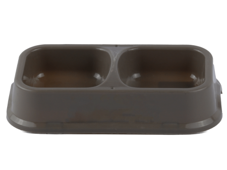 M Pets Plastic Double Bowl for Cats (Brown) Hot on Sale