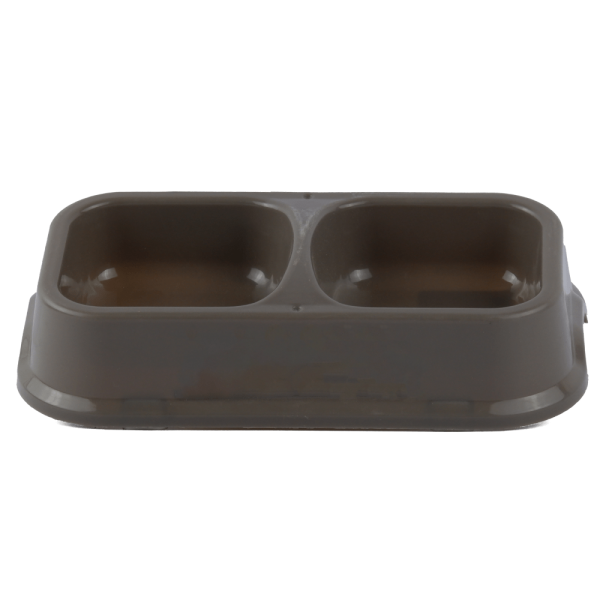 M Pets Plastic Double Bowl for Cats (Brown) Hot on Sale