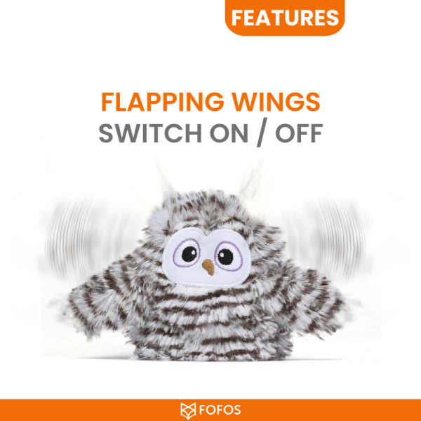 Fofos Flapping Owl Chirping Interactive Toy for Cats (Brown) Fashion