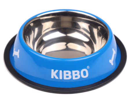 Kibbo Anti Skid Stainless Steel Printed Bowl for Dogs and Cats (Blue) Discount