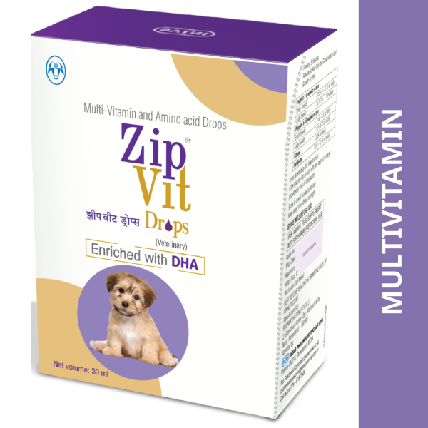 Intas Zipvit Drops Multi Vitamin Supplement for Puppies and Kitten (30ml) Online Sale