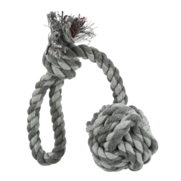 Trixie Playing Rope Loop with Woven in Ball Toy for Dogs (Grey) | For Aggresive Chewers Fashion