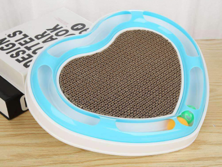 Pet Vogue Heart Shaped Scratcher Toy for Cats (White Blue) Fashion