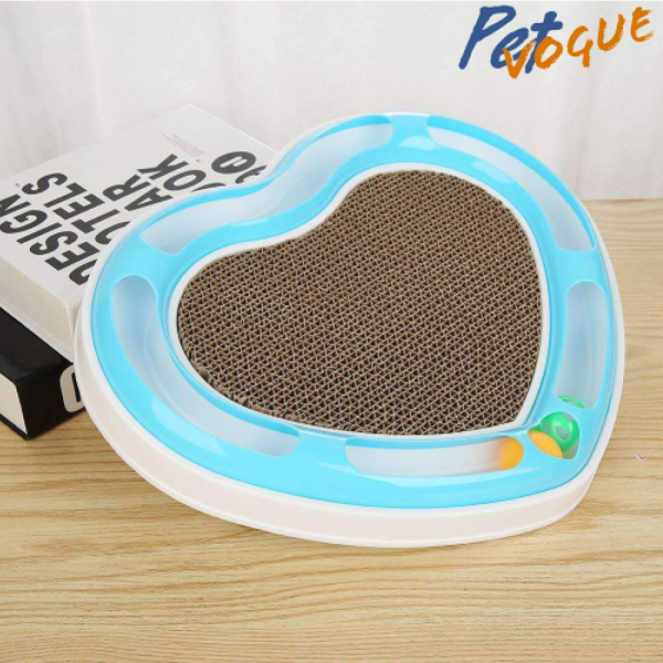 Pet Vogue Heart Shaped Scratcher Toy for Cats (White Blue) Fashion