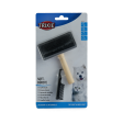 Trixie Slicker Wooden Brush with Brush Cleaner for Dogs and Cats (Black) Discount