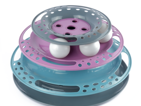 Trixie Circle Tower Catch the Balls Toy for Cats (Grey Pink Blue) Online now