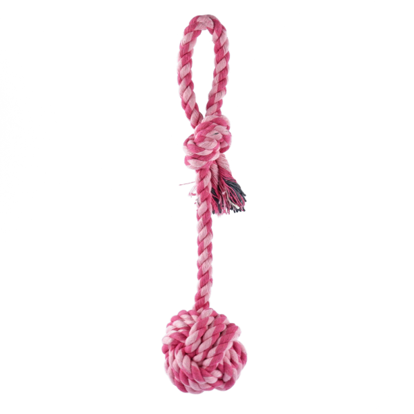 Trixie Playing Rope Loop with Woven in Ball Toy for Dogs (Pink) Supply