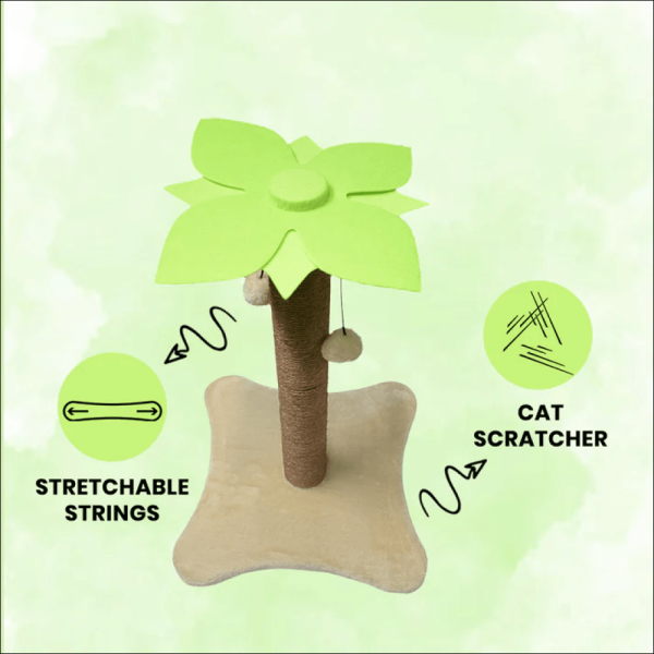 Basil Coconut Tree Toy for Kittens & Cats (Green Brown) For Cheap