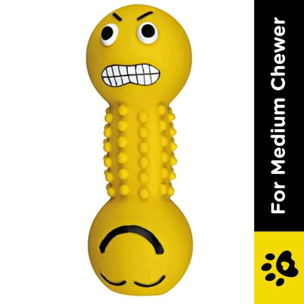 Trixie Smiley Dumbbell with Motifs Latex Toy for Dogs (Yellow) Cheap