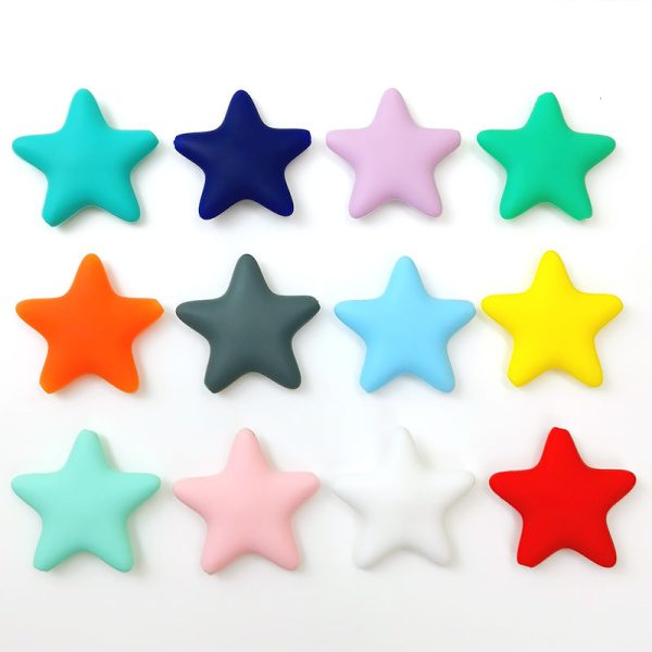 Wholesale 10PCS 35mm Pentagram Silicone Beads Online