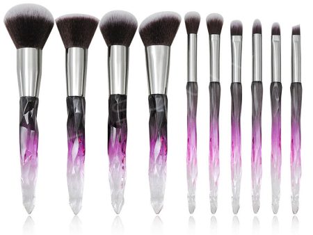 Wholesale 10pcs Glass Diamond Plastic Handle Makeup Brush Cheap