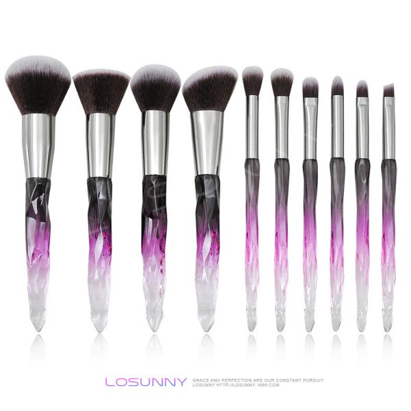 Wholesale 10pcs Glass Diamond Plastic Handle Makeup Brush Cheap