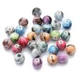 Wholesale 100pcs pack Mixed Color Ink Painting Resin Round Beads Supply