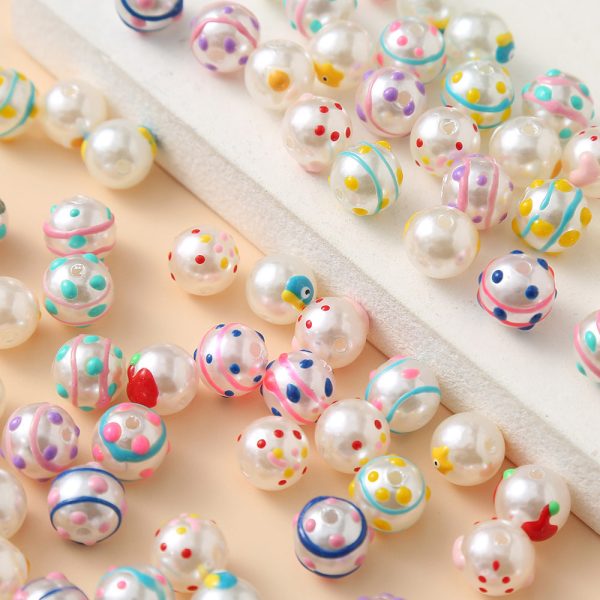 Wholesale 10pcs pack 10mm Imitation Pearl Creative Drip Oil Hand Painted Beads Online