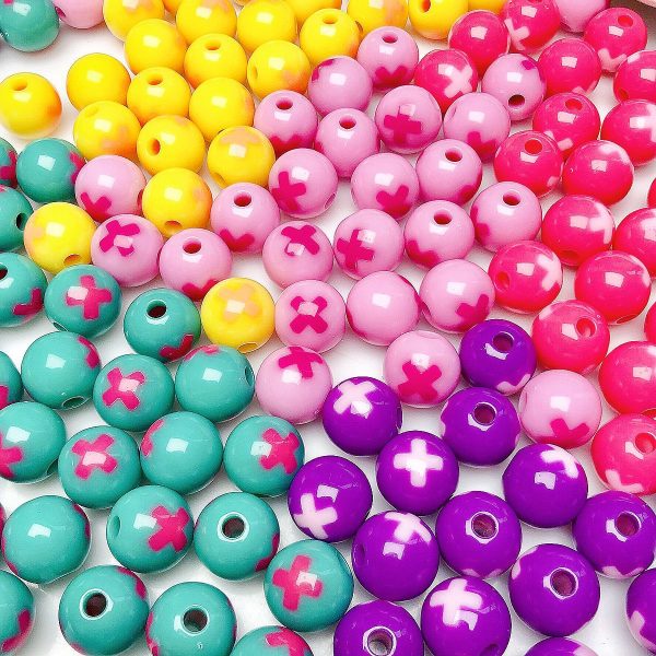 Wholesale 10pcs Acrylic Plus Size Glossy Color Round Skewer Beads For Discount