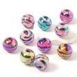 Wholesale 10pcs pack Acrylic UV Plating Zebra Color Stripe Straight Hole Round Beads Cheap