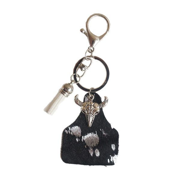 Wholesale 2pcs pack Western Style Bull Head Cactus Leather Keychain Online