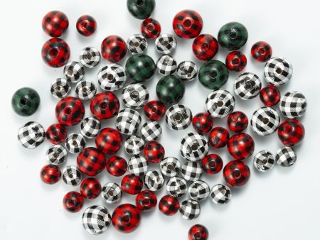 Wholesale 10pcs 14-20MM Plaid Color Wood Beads Supply