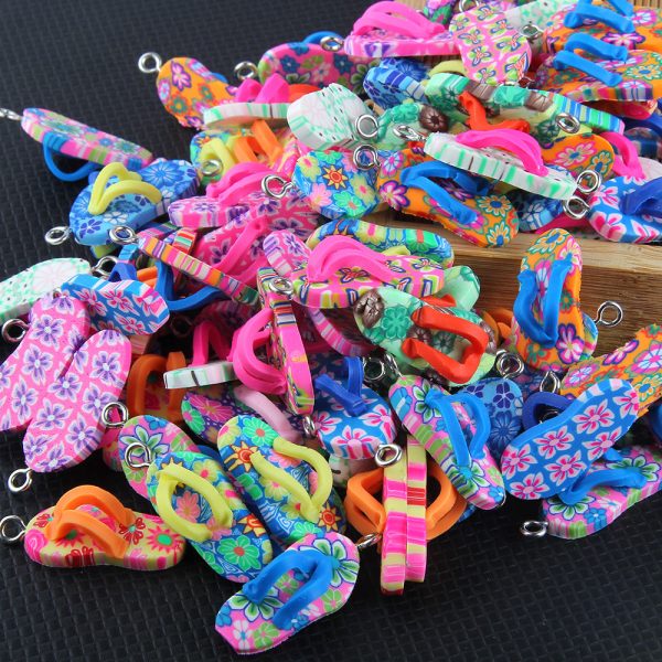 Wholesale 10pcs pack Soft Pottery Slipper Shape Mixed Color Beads Online now