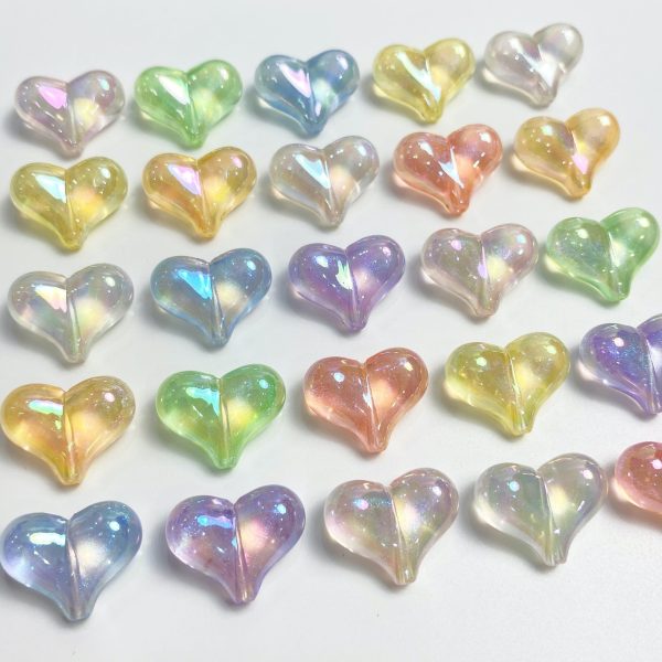 Wholesale 10pcs pack Acrylic Color Plated Mermaid Ji Fart Peach Heart Beads on Sale