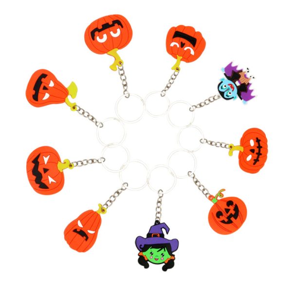 Wholesale 20pcs PVC Soft Rubber Halloween Cartoon Pumpkin Skull Ghost Witch Keychains Online Hot Sale