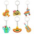 Wholesale 20pcs Mexican Mariachi Style PVC Cactus Hat Hot Dog Horse Guitar Metal Keychain Cheap