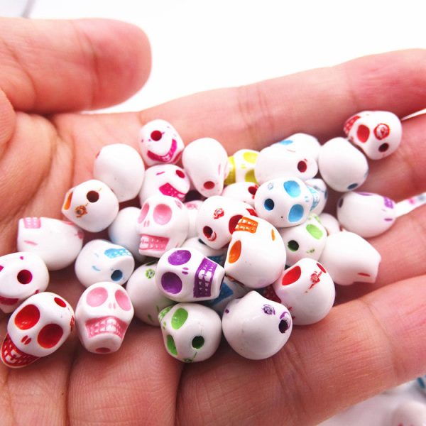 Wholesale 100pcs  8*10 Colorful Skull Head Acrylic Beads Online now