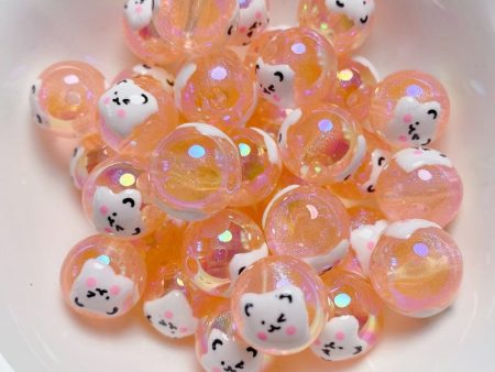 Wholesale 5pcs pack 16mm Hand-painted Rabbit Bear Cut Face Round Beads Discount