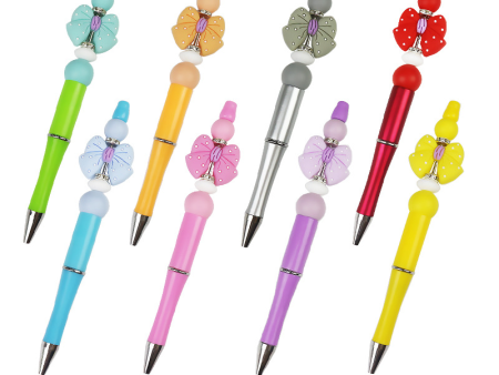 Wholesale 10pcs pack DIY Handmade Cartoon Bow Knot Silicone Bead Pen For Sale