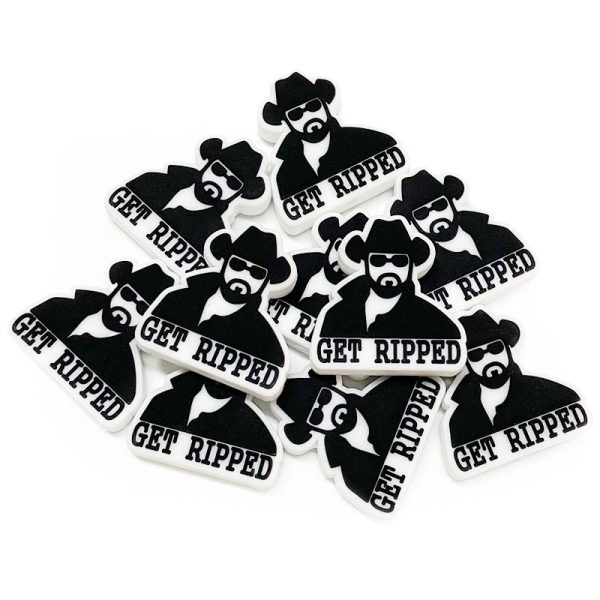 Wholesale 10pcs Black Man Letter Silicone Focal beads Supply