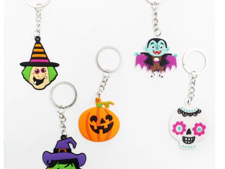 Wholesale 20pcs PVC Soft Rubber Halloween Cartoon Pumpkin Skull Ghost Witch Keychains Online Hot Sale