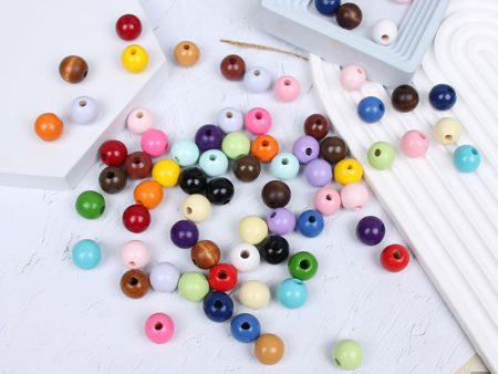 Wholesale 10PCS 16MM Colored Round Wood Scattered Beads Discount