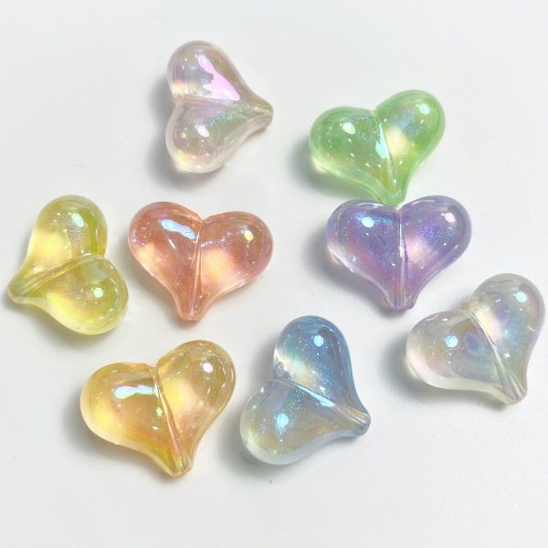 Wholesale 10pcs pack Acrylic Color Plated Mermaid Ji Fart Peach Heart Beads on Sale