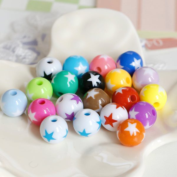 Wholesale 30pcs Cute Children s Fun Series Solid Color Macaron Color Star Round Beads Online