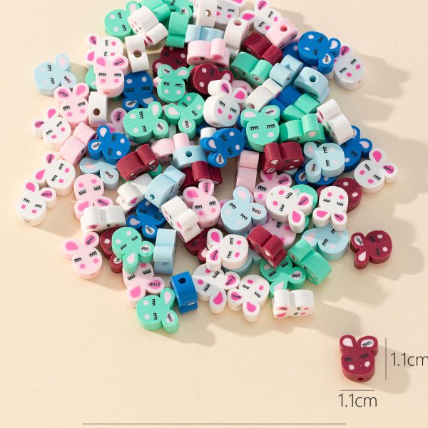 Wholesale 100pcs pack Cartoon Colorful Rabbit Soft Pottery Sliced Beads Hot on Sale