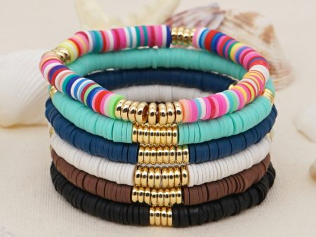 Wholesale 6mm colored polymer clay septa Bracelet For Cheap