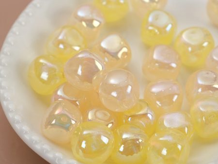 Wholesale 200pcs pack Lemon Yellow Lacquer Perforated Resin Round Beads on Sale