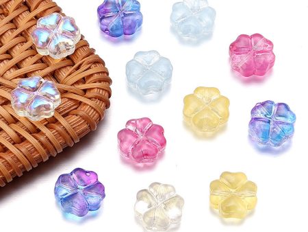 Wholesale 50pcs pack Transparent Color Glass Four Leaf Clover Beads For Sale