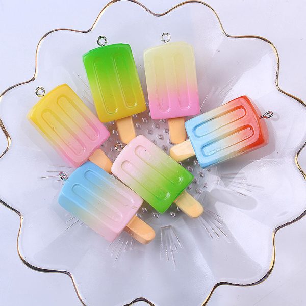 Wholesale 20pcs Resin Gradient Ice Cream Keychains Accessories Online Sale