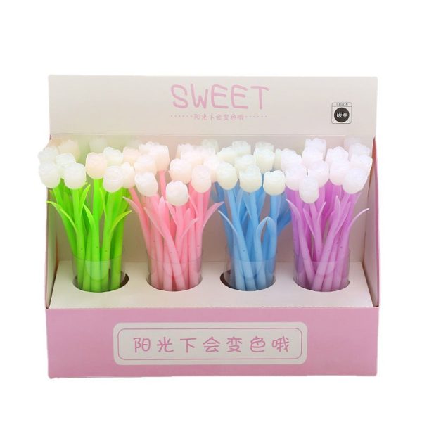 Wholesale 12 PCS Plastic Rose Flower Gel Pen For Discount