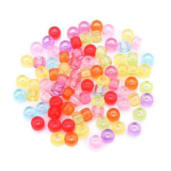 Wholesale 200pcs pack Acrylic Big Hole Round Frosted Mixed Color Candy Loose Beads Sale