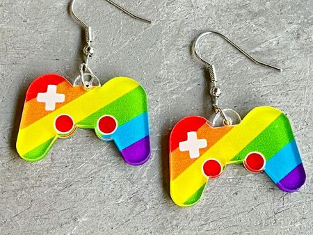 Wholesale 2 Pairs Pack Rainbow Game Machine Acrylic Earrings Discount