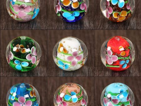 Wholesale 10pcs 24mm Petal Glass Round Beads Supply